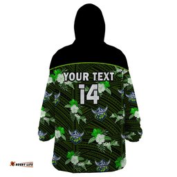 custom text and number raiders rugby wearable blanket hoodie polynesian tribal mix tropical hawaiian style