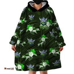 custom text and number raiders rugby wearable blanket hoodie polynesian tribal mix tropical hawaiian style
