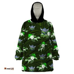 custom text and number raiders rugby wearable blanket hoodie polynesian tribal mix tropical hawaiian style