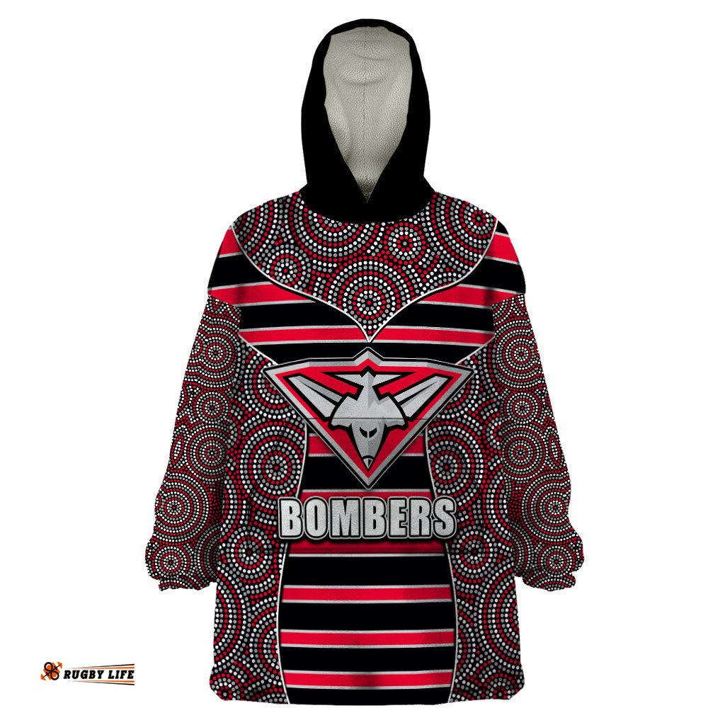 afl bombers wearable blanket hoodie mix dot aboriginal