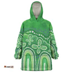Australia Aboriginal Snug Hoodie - Dot painting illustration in Aboriginal style Green Snug Hoodie