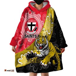 personalised richmond and st kilda football wearable blanket hoodie tigers saints together aboriginal art