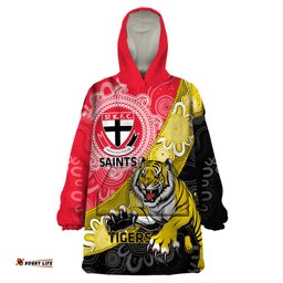 personalised richmond and st kilda football wearable blanket hoodie tigers saints together aboriginal art