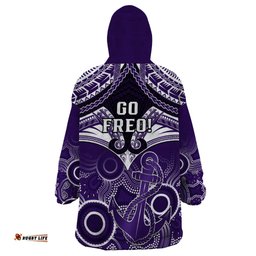 dockers football wearable blanket hoodie fremantle aboriginal mix polynesian pattern