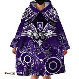 dockers football wearable blanket hoodie fremantle aboriginal mix polynesian pattern
