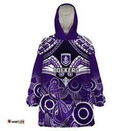 dockers football wearable blanket hoodie fremantle aboriginal mix polynesian pattern