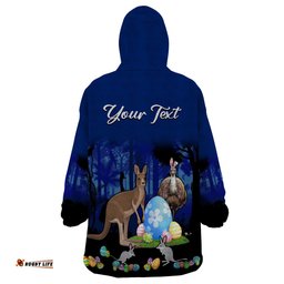 custom personalised australia kangaroo emu and bilby happy easter day wearable blanket hoodie