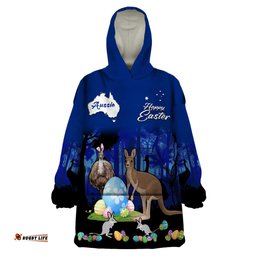 custom personalised australia kangaroo emu and bilby happy easter day wearable blanket hoodie