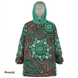 Australia Aboriginal Snug Hoodie - Aboriginal Green Dot Art Inspired Snug Hoodie