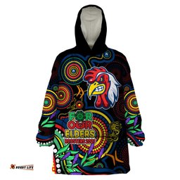 roosters rugby aboriginal art wearable blanket hoodie naidoc indigenous tribal