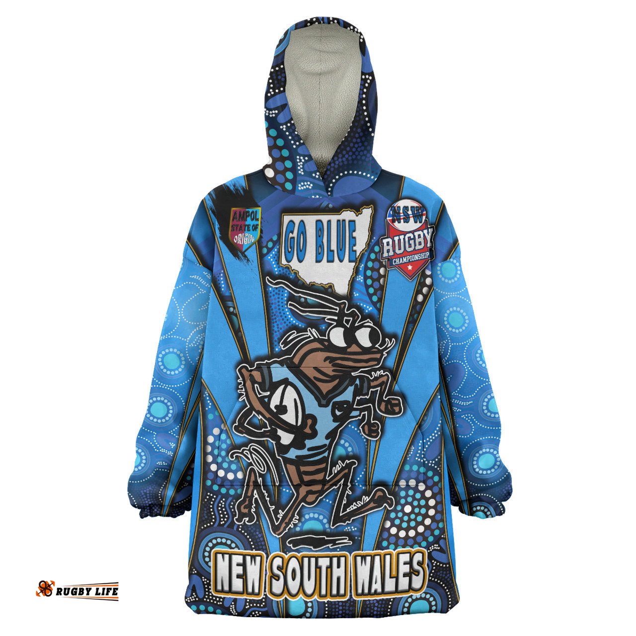 Cockroaches Snug Hoodie - Custom Cockroaches Mascot With Aboriginal Inspired Art Oodie Blanket