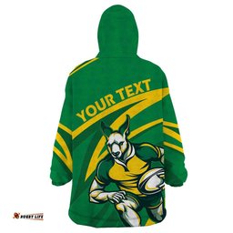 personalized australia rugby champion wearable blanket hoodie wallabies mascot with sporty style