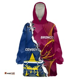 custom cowboys and broncos rugby wearable blanket hoodie dynamic style