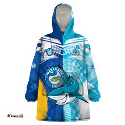 nrl shark combine eels rugby wearable blanket hoodie sporty style