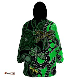 aboriginal dragonfly wearable blanket hoodie green style