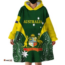 custom australia cricket wearable blanket hoodie 2024 world cup go aussie green version