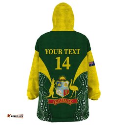 custom australia cricket wearable blanket hoodie 2024 world cup go aussie green version