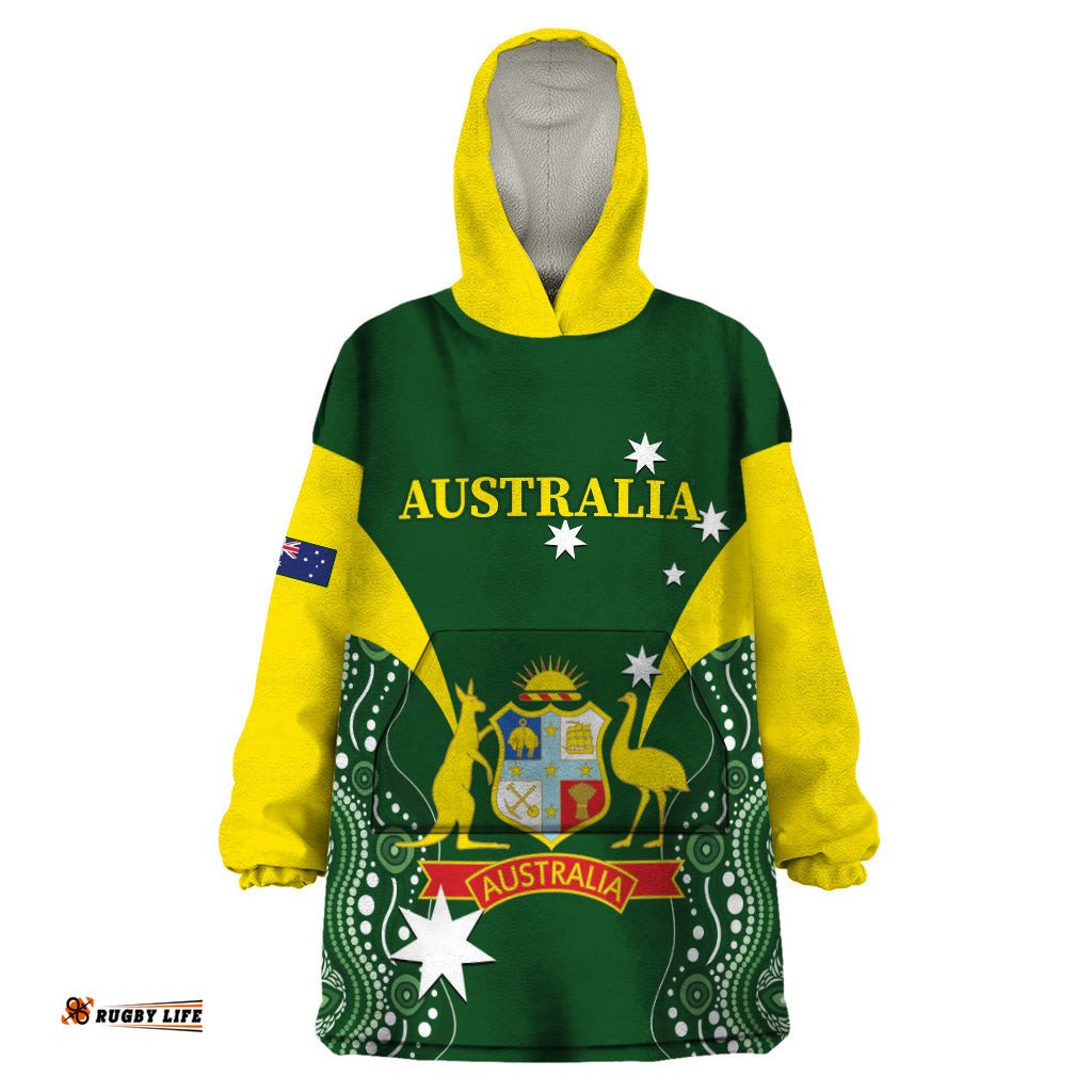 custom australia cricket wearable blanket hoodie 2024 world cup go aussie green version