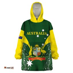 custom australia cricket wearable blanket hoodie 2024 world cup go aussie green version