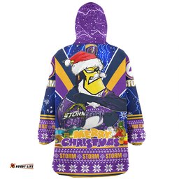 Melbourne Storm Christmas Custom Snug Hoodie - Storm Man Santa Claus Aussie Big Things Snug Hoodie