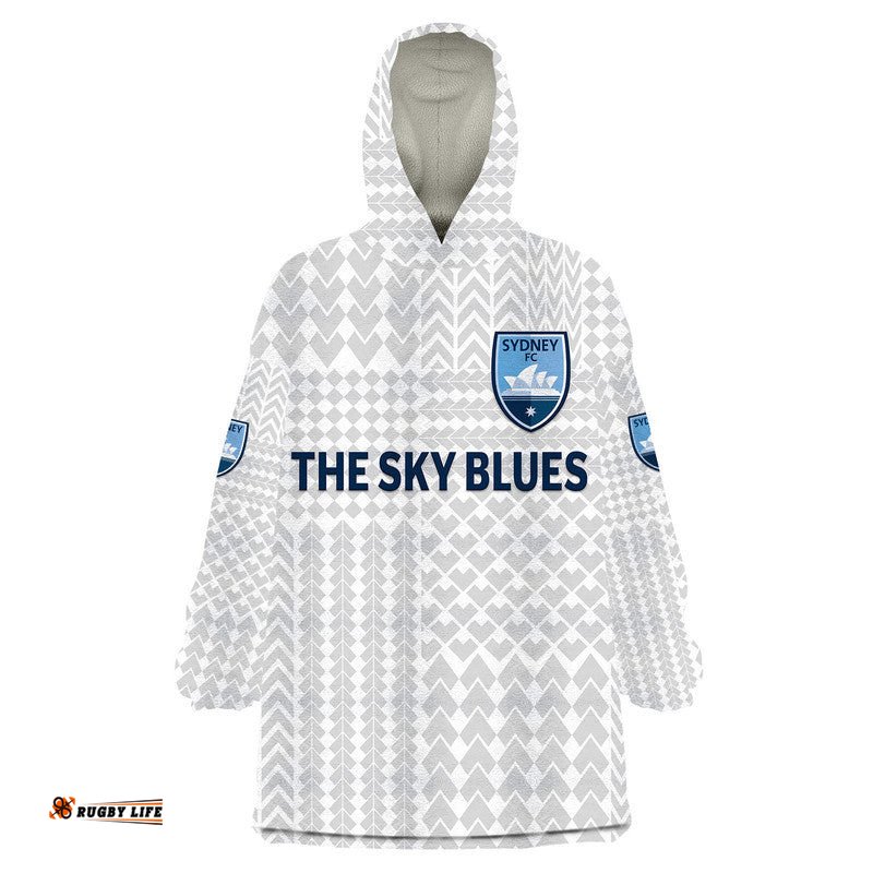 custom personalised sydney the sky blues wearable blanket hoodie soccer club original style white