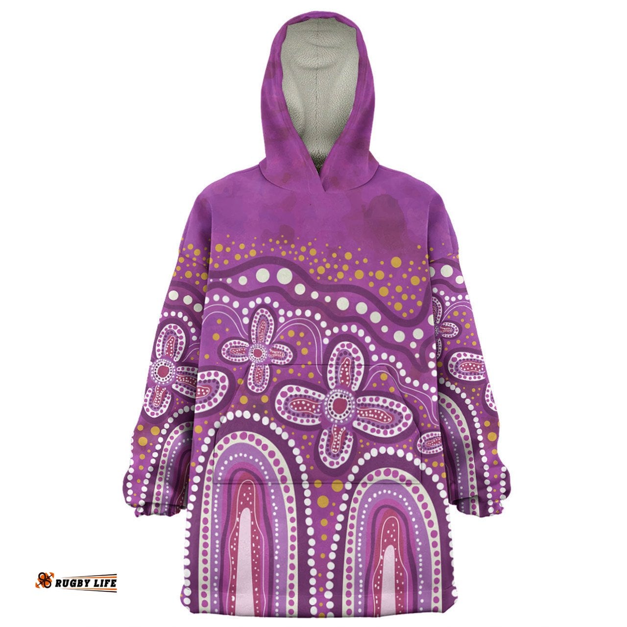 Australia Aboriginal Snug Hoodie - Dot painting illustration in Aboriginal style Pink Snug Hoodie