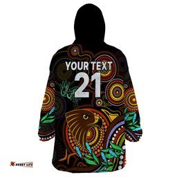 custom hawks football aboriginal art wearable blanket hoodie naidoc indigenous tribal
