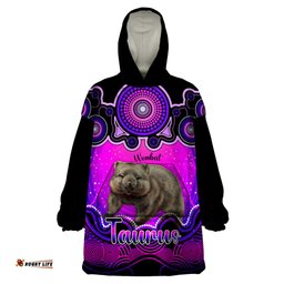 personalised australia taurus wombat zodiac wearable blanket hoodie auz astrology aboriginal magenta