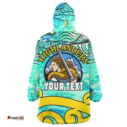 Otago Highlanders Rugby Snug Hoodie - Custom Naidoc Week Highlanders Warrior with Aboriginal Inspired "Get up! Stand up! Show up!" Oodie Blanket