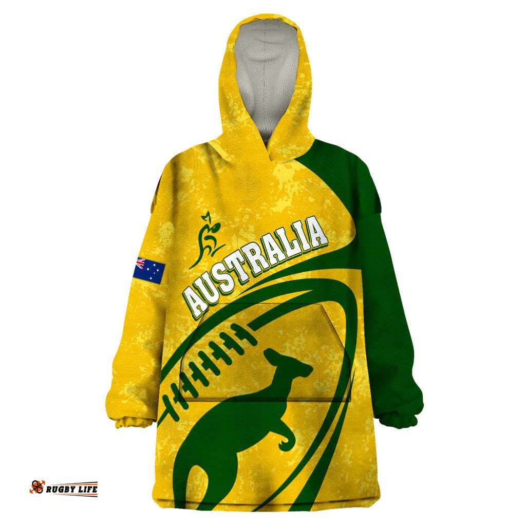 personalised aussie wallabies wearable blanket hoodie rugby world cup sporty dynamic