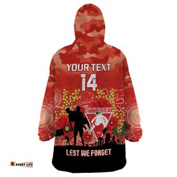 custom swans football anzac wearable blanket hoodie gallipoli camouflage with poppies