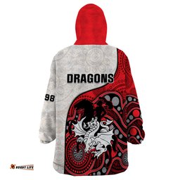 dragons rugby wearable blanket hoodie st george illawarra 1998 indigenous art