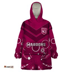 maroons rugby wearable blanket hoodie qld aboriginal art