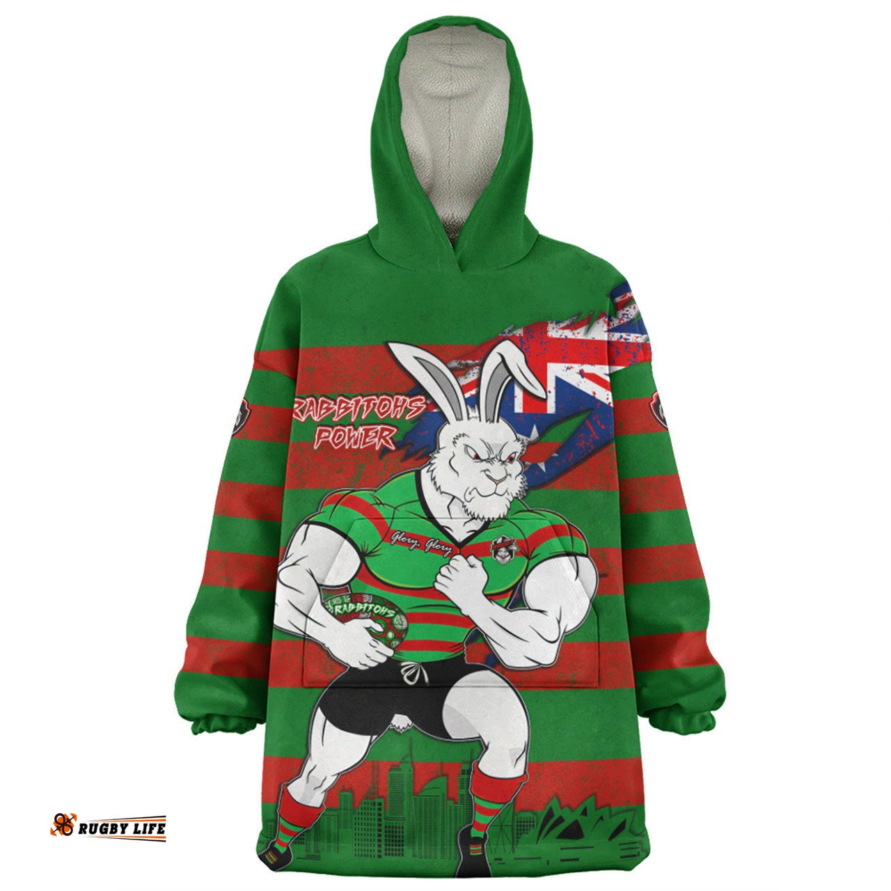 South Sydney Rabbitohs Snug Hoodie Custom For Die Hard Fan Australia Flag Scratch Style