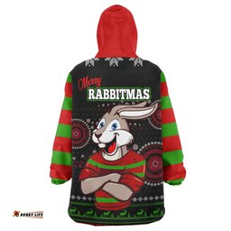 South Sydney Rabbitohs Snug Hoodie - South Sydney Rabbitohs Ugly Christmas Knitted Oodie Blanket