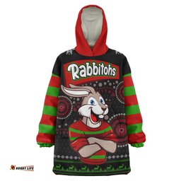 South Sydney Rabbitohs Snug Hoodie - South Sydney Rabbitohs Ugly Christmas Knitted Oodie Blanket