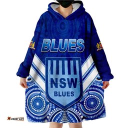 blues nsw rugby aboriginal new south wales origin wearable blanket hoodie