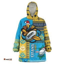 titans rugby snug hoodie custom christmas snowflakes titans mascot wearable blanket hoodie