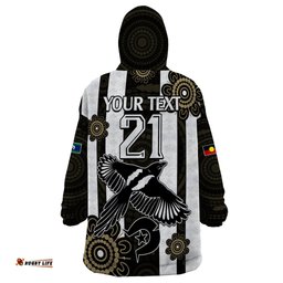 custom text and number naidoc collingwood football wearable blanket hoodie proud to be magpies aboriginal version