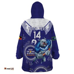 custom nrl bulldogs naidoc week wearable blanket hoodie keep the fire burning indigenous art