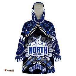 kangaroos football wearable blanket hoodie boomerang indigenous dots