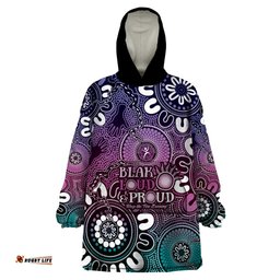 naidoc week 2024 fire burning wearable blanket hoodie aboriginal dots pink art