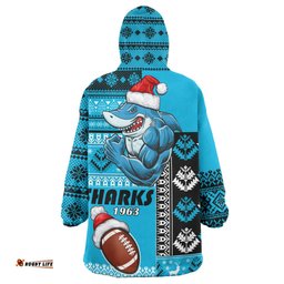 sharks rugby snug hoodie custom christmas snowflakes sharks mascot wearable blanket hoodie