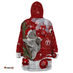 australia christmas wearable blanket hoodie santa koala ver02