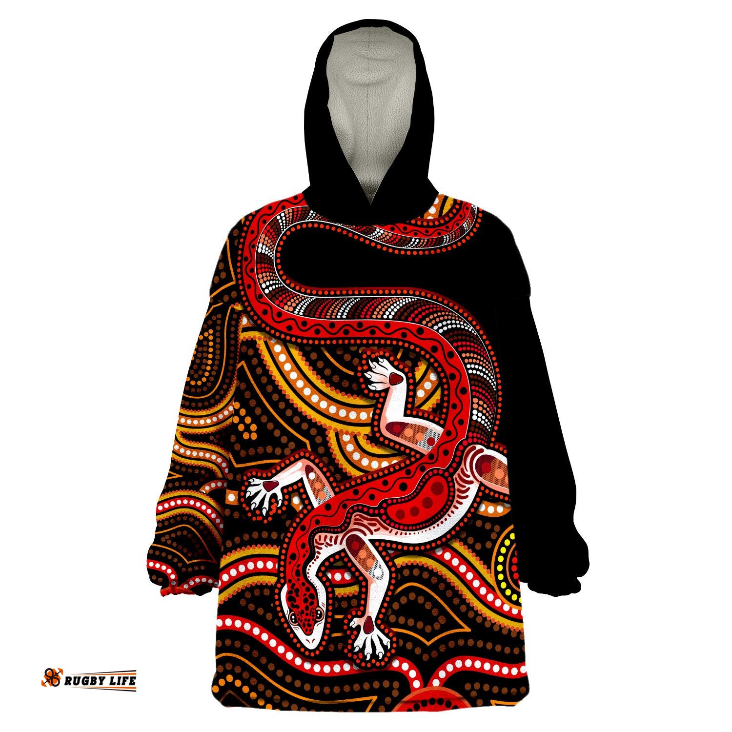 custom personalised aboriginal art lizard you are number one wearable blanket hoodie