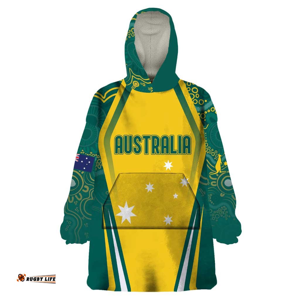 australia 2024 olympics custom wearable blanket hoodie rise of the roos aborignal style