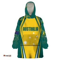 australia 2024 olympics custom wearable blanket hoodie rise of the roos aborignal style