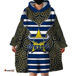 nrl cowboys wearable blanket hoodie mix dot aboriginal