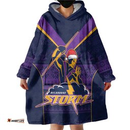 nrl storm christmas custom wearable blanket hoodie minimalism style