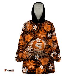 australian scorchers cricket wearable blanket hoodie baeuty pacific hibiscus and polynesian pattern